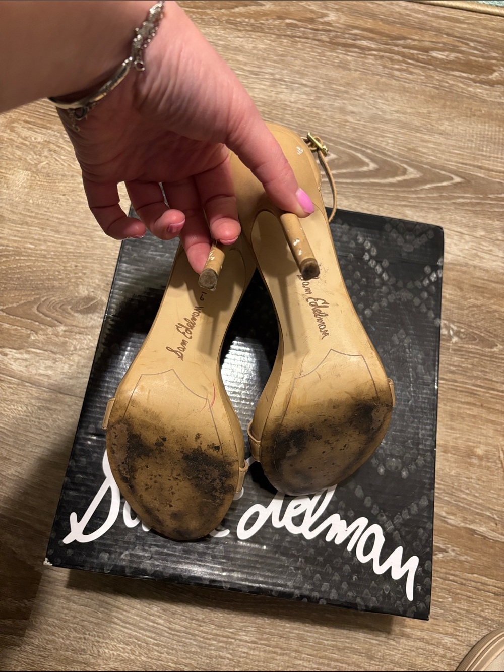 Sam Edelman Beige/Nude Ankle-Strap Stiletto Heels - Picture 6 of 6